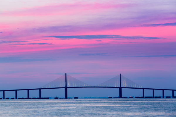 Sunshine Skyway Bridge at dawn by Steve Heap