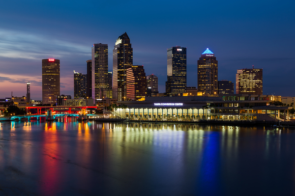 City skyline of Tampa Florida at sunset by Steve Heap