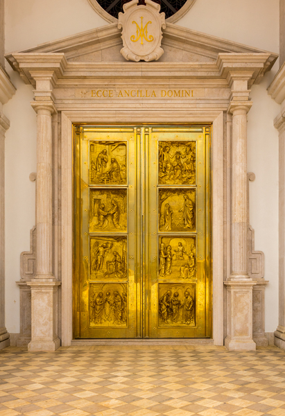 Gold doors Basilica of Mongomo in Equatorial Guinea by Steve Heap