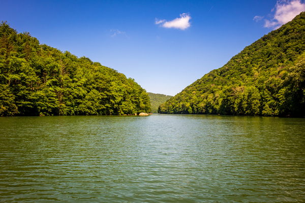 Calm view down Cheat Lake Morgantown by Steve Heap