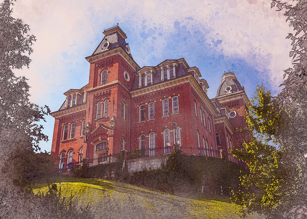 Digital art of Woodburn Hall at WVU in Morgantown by Steve Heap