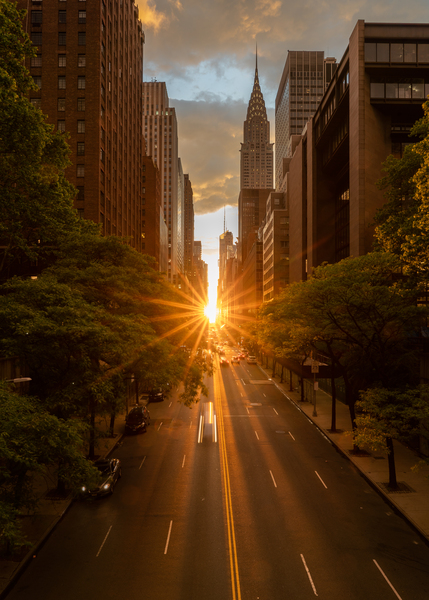 Manhattanhenge along 42nd street in NYC Print