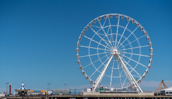 White ferris wheel on Steel Pier in Atlantic City by Steve Heap