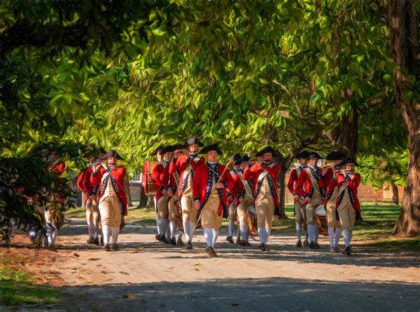 British Redcoats in marching band by Steve Heap