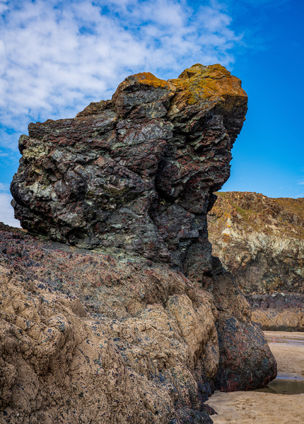 Unusual rock formation at Kynance Cove near the Lizard in Cornwa Print