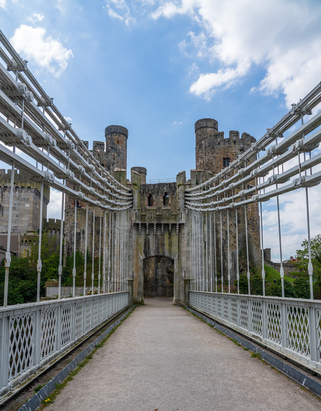 Thomas Telford suspension bridge to the Castle in Conwy Print