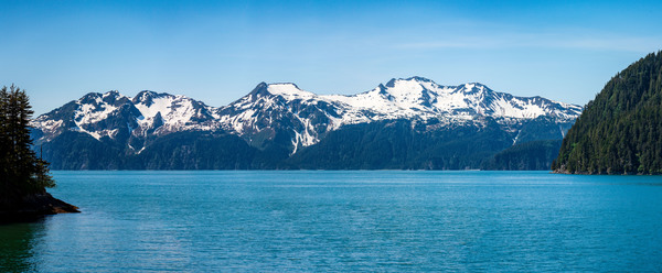 Panorama of mountains by Resurrection bay near Seward in Alaska by Steve Heap