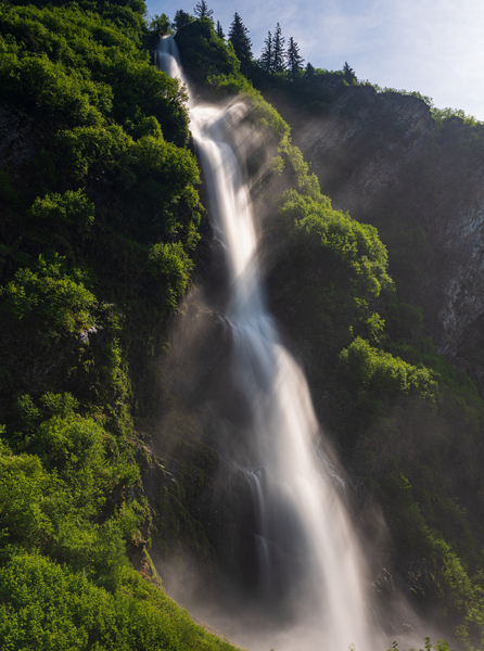 Dramatic waterfall of Bridal Veil Falls in Keystone Canyon by Steve Heap