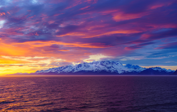 Sunset by Mt Fairweather and the Glacier Bay National Park in Al by Steve Heap