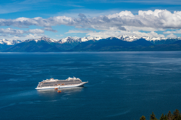 Viking Orion anchored at Icy Strait Point in Alaska by Steve Heap