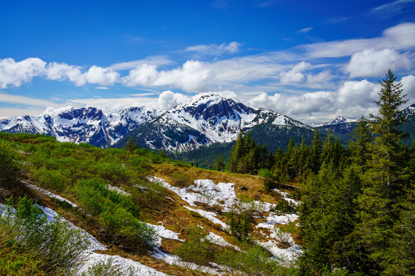 View from Mount Roberts toward Mt Bradley above Juneau Alaska Print