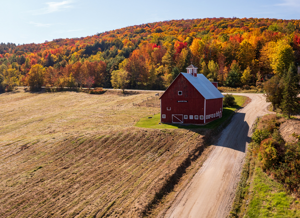 Grandview Farm barn with fall colors in Vermont by Steve Heap