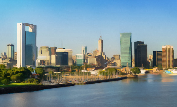 Colored pencil sketch of the city of Buenos Aires in Argentina Print