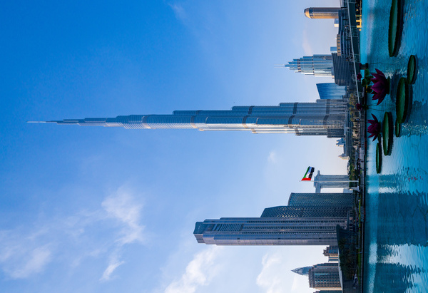 Offices and apartment towers of Dubai downtown business district Print