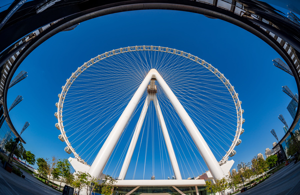 Fisheye view of Ain Dubai observation wheel on Bluewaters Island Print