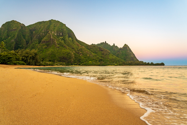 Early morning sunrise over Tunnels Beach on Kauai in Hawaii by Steve Heap