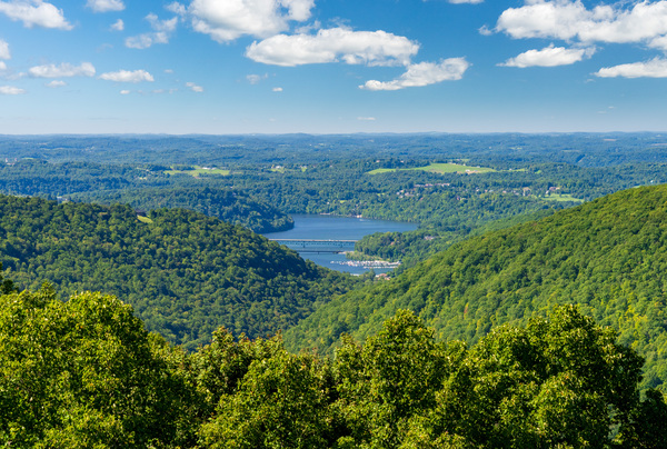 Cheat Lake seen from Snake Hill overlook near Morgantown by Steve Heap