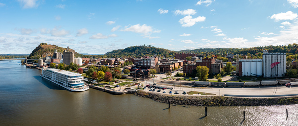 Red Wing Minnesota with Viking Mississippi river cruise boat by Steve Heap