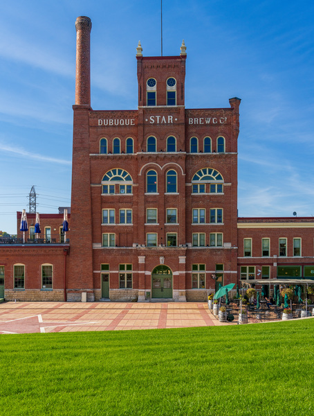 Historic Dubuque Star Brewery alongside Mississippi river by Steve Heap