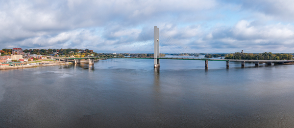 Modern suspension bridge from Burlington Iowa to Illinois by Steve Heap