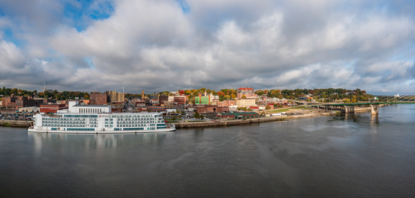 Cityscape of Burlington in Iowa from the Mississippi river by Steve Heap