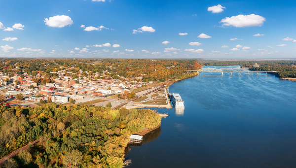 Townscape of Hannibal in Missouri from Lovers Leap overlook by Steve Heap