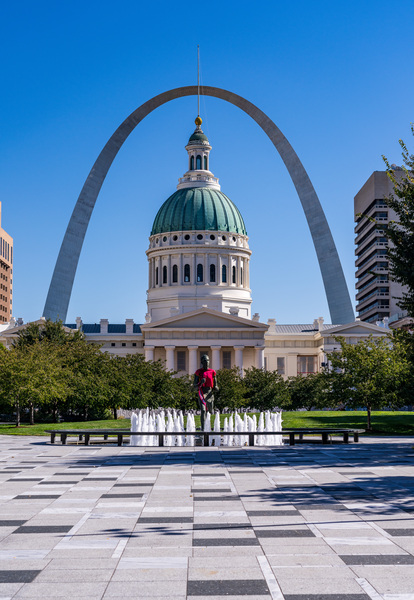 Dome of Old Courthouse in St Louis Missouri with statue in fount by Steve Heap