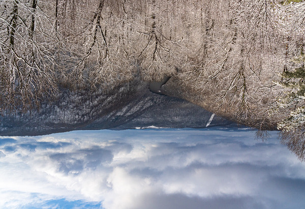 Snowy Cheat River Canyon at Coopers Rock on winter afternoon by Steve Heap