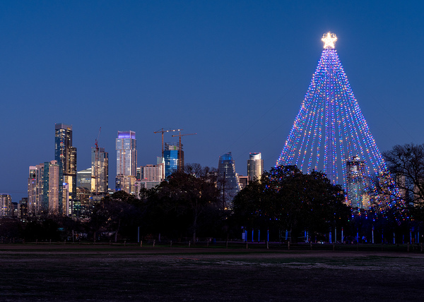 Cityscape of downtown Austin from the west in Zilker park 2025 by Steve Heap