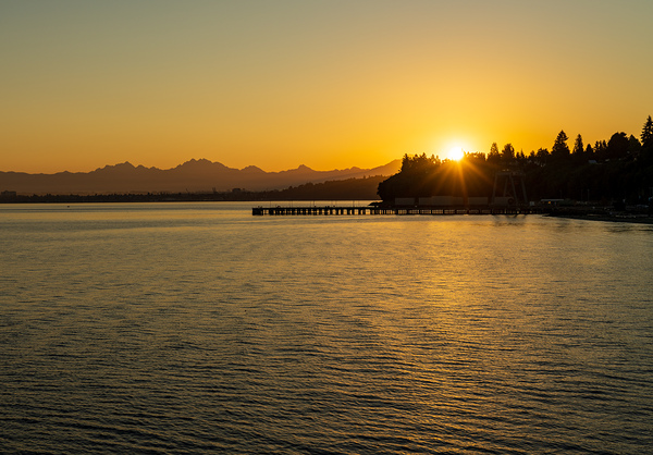 Sunrise seen from Mukilteo to Clinton Ferry to Whidbey Island by Steve Heap