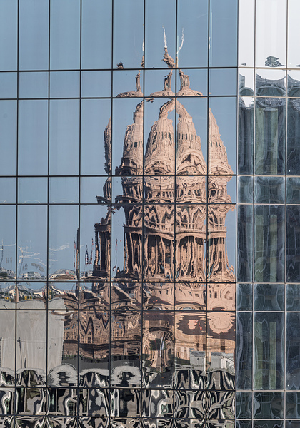 Intricate reflections of the Texas state capitol building on a s by Steve Heap