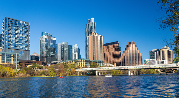 Cityscape of apartments and offices  in downtown Austin Texas by Steve Heap