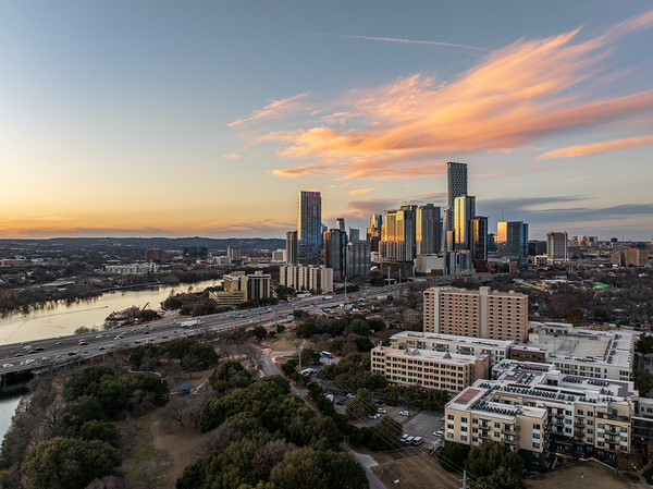 Aerial panorama Austin Texas downtown panorama by Steve Heap