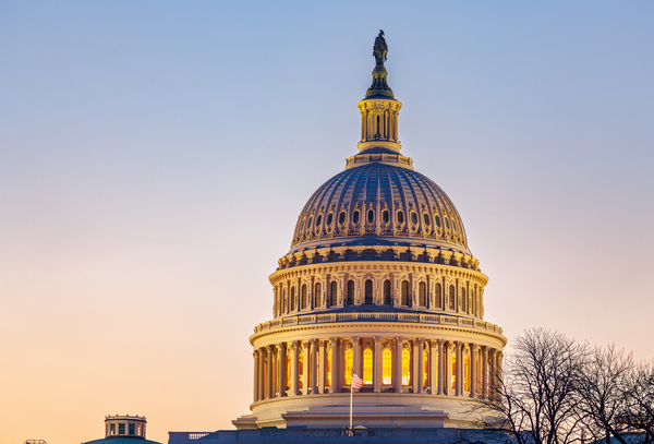 Sunrise behind the dome of the Capitol by Steve Heap