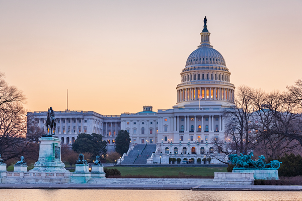 Sunrise behind the dome of the Capitol by Steve Heap