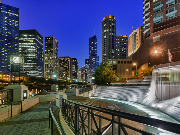Riverwalk and Centennial Fountain by Steve Heap