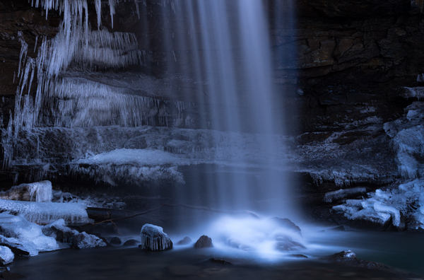 Cool Cucumber Falls detail in winter by Steve Heap