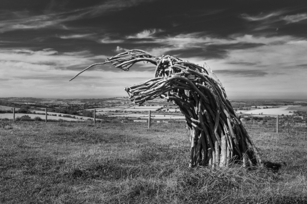 Traditional green man woven from branches by Steve Heap