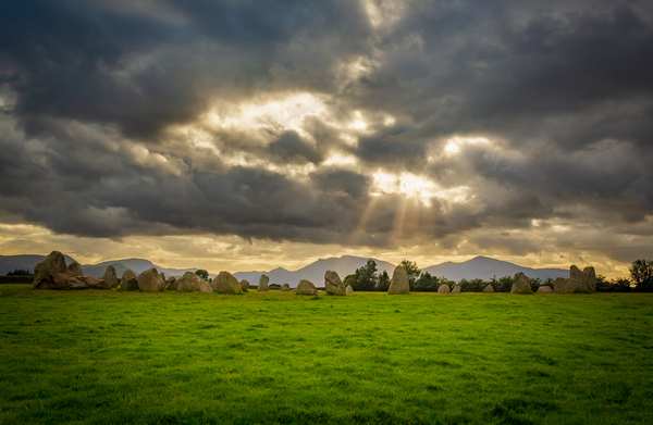 Stormy clouds over Castlerigg Stone Circle near Keswick Print