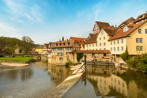 Reflection of Schwabisch Hall Germany by Steve Heap