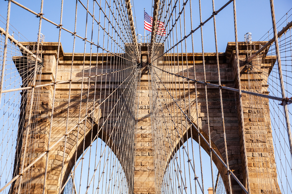 Detail of suspension on Brooklyn Bridge by Steve Heap