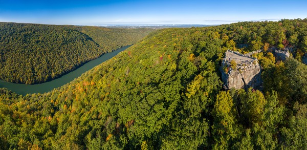 Panorama of Coopers Rock state park overlook by Steve Heap