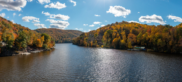 Panorama of the Cheat river entering the lake by Steve Heap
