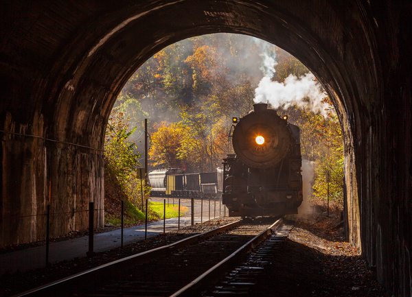 1916 Baldwin Steam locomotive enters tunnel by Steve Heap