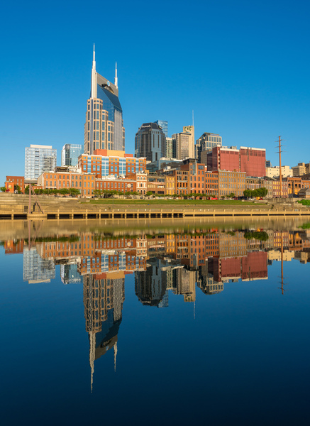 Reflection of Nashville in Tennessee with Cumberland River by Steve Heap
