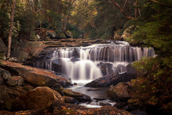 Water cascade on Deckers Creek near Masontown WV by Steve Heap
