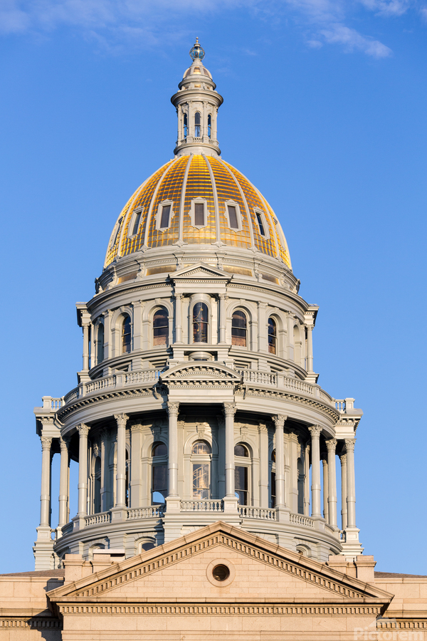 Gold covered dome of State Capitol Denver  Print