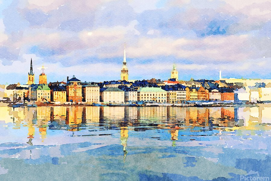 Water color of Gamla Stan in Stockholm  Print