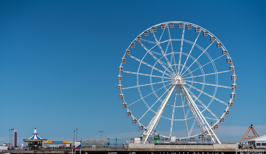 White ferris wheel on Steel Pier in Atlantic City  Print