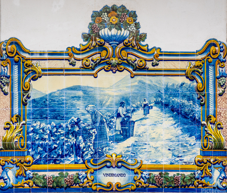 Ceramic tiles at Pinhao station in Portugal  Print